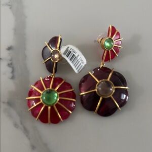 Elegant Red and Gold Floral Earrings mixed medallion